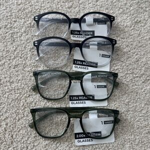 NEW Set of 4 Reading Glasses in Black and Green